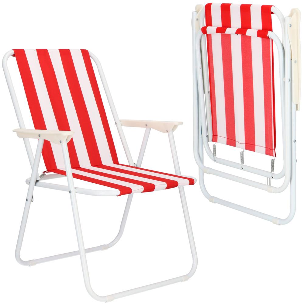 Scaun de plaja Sersimo GC052, pliabil, 100kg, 52x74cm, alb rosu