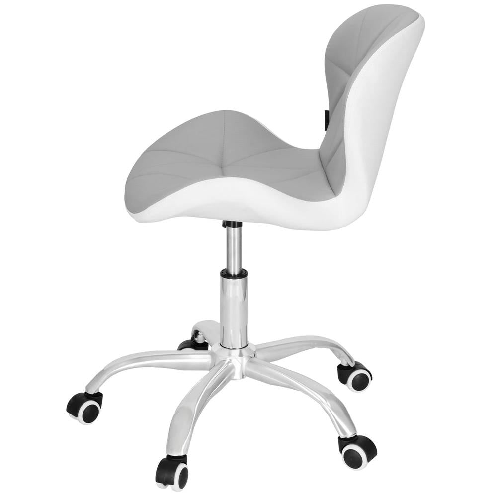 Scaun de birou ergonomic, tapitat cu piele ecologica, 120kg, alb gri