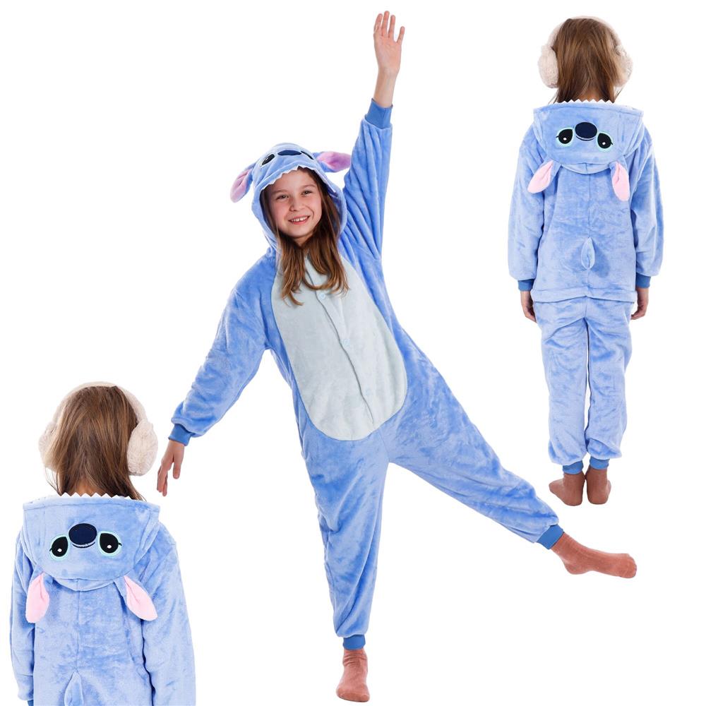 Pijama tip salopeta pentru copii, model stitch, marime 130-140cm