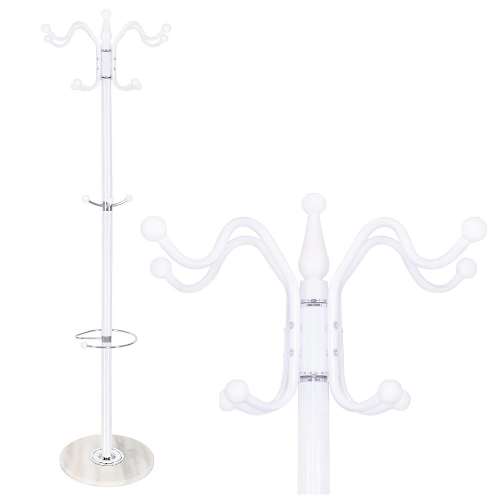 Cuier tip pom din metal Sersimo, 12 agatatoare, 174cm, alb