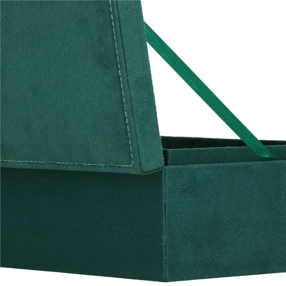 Cutie depozitare si organizare bijuterii, velur, 27 x 19 x 10,5 cm, verde