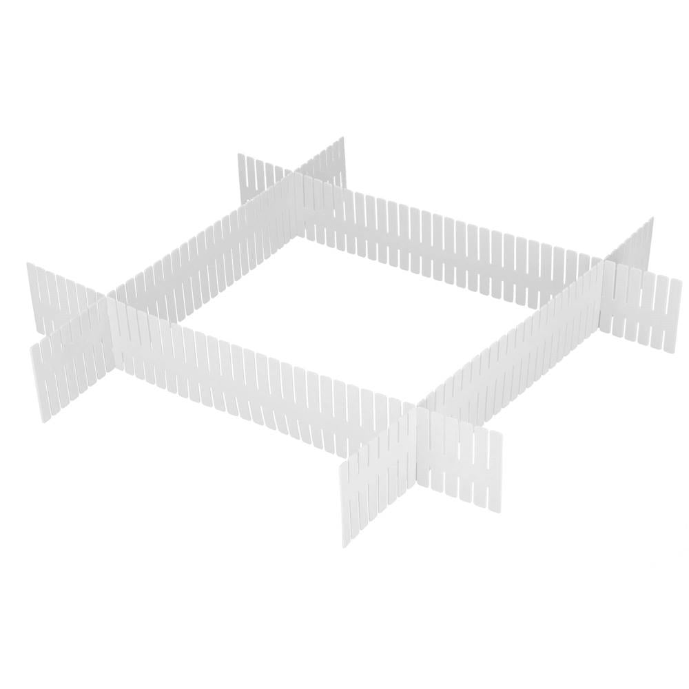 Organizator pentru sertar cu 4 separatoare, 46x7cm, alb