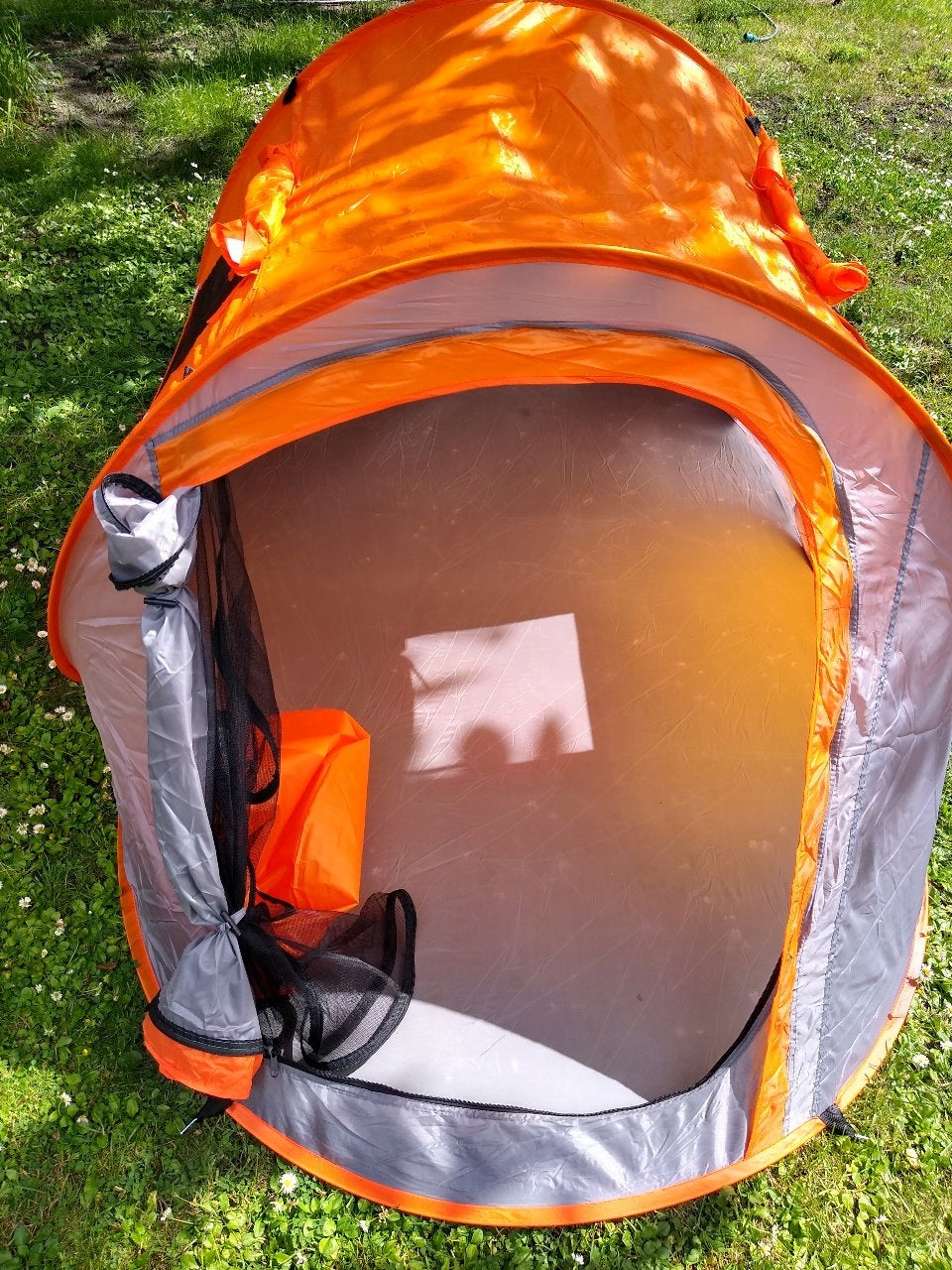 Cort plaja si picnic Sersimo, protectie UV, 210x130x90 cm, portocaliu gri