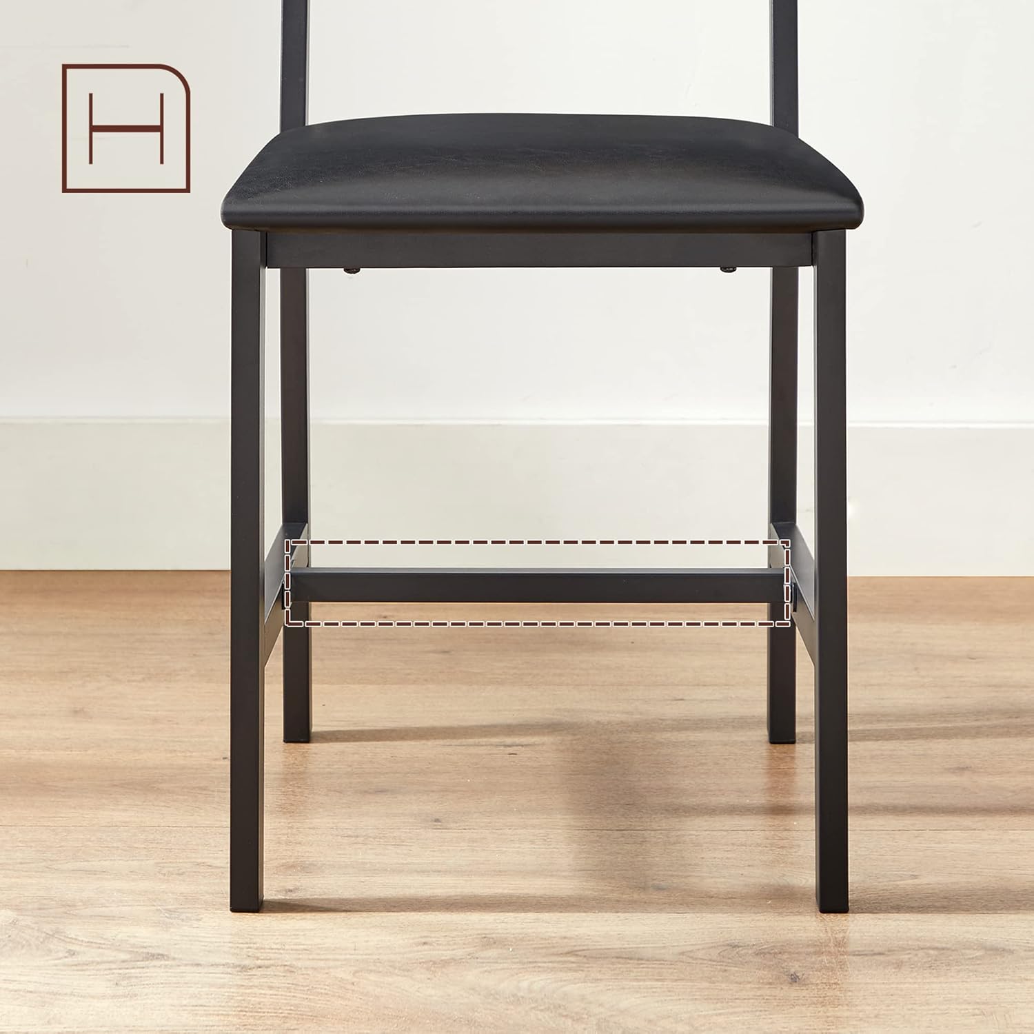 VASAGLE Set 2 scaune de living, tapitate, cu spatar, stil industrial, 43x43x96 cm, maro rustic si negru