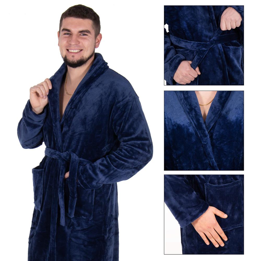 Halat de baie pentru barbati pana la genunchi, marimea L/XL, albastru marin