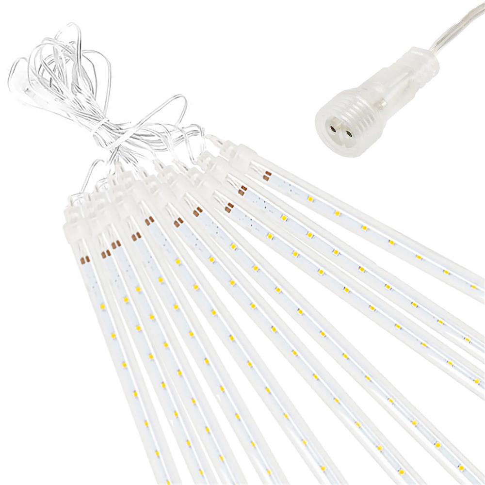 Instalatie de Craciun, 10 tuburi, 50cm, 480 LED, ploaie de meteoriti, alb