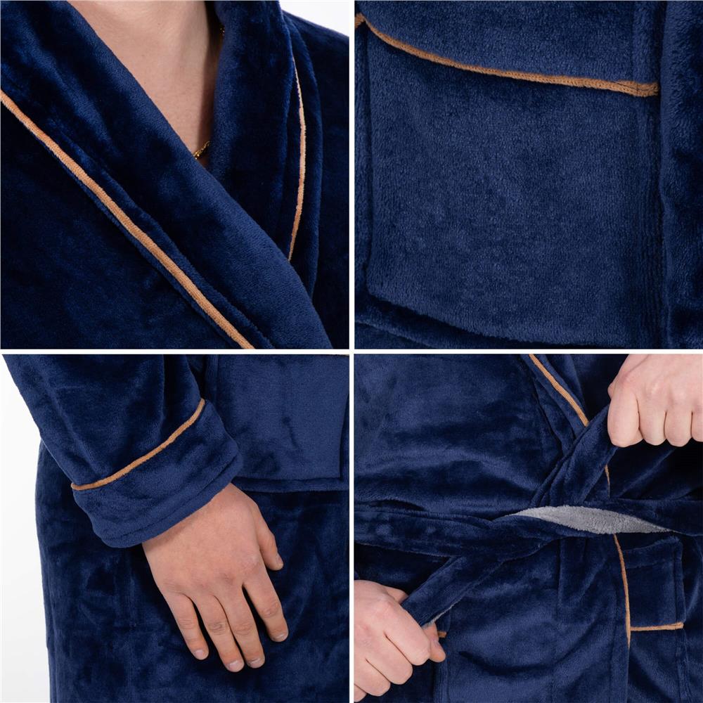 Halat de baie pentru barbati pana la genunchi, marimea L/XL, albastru marin