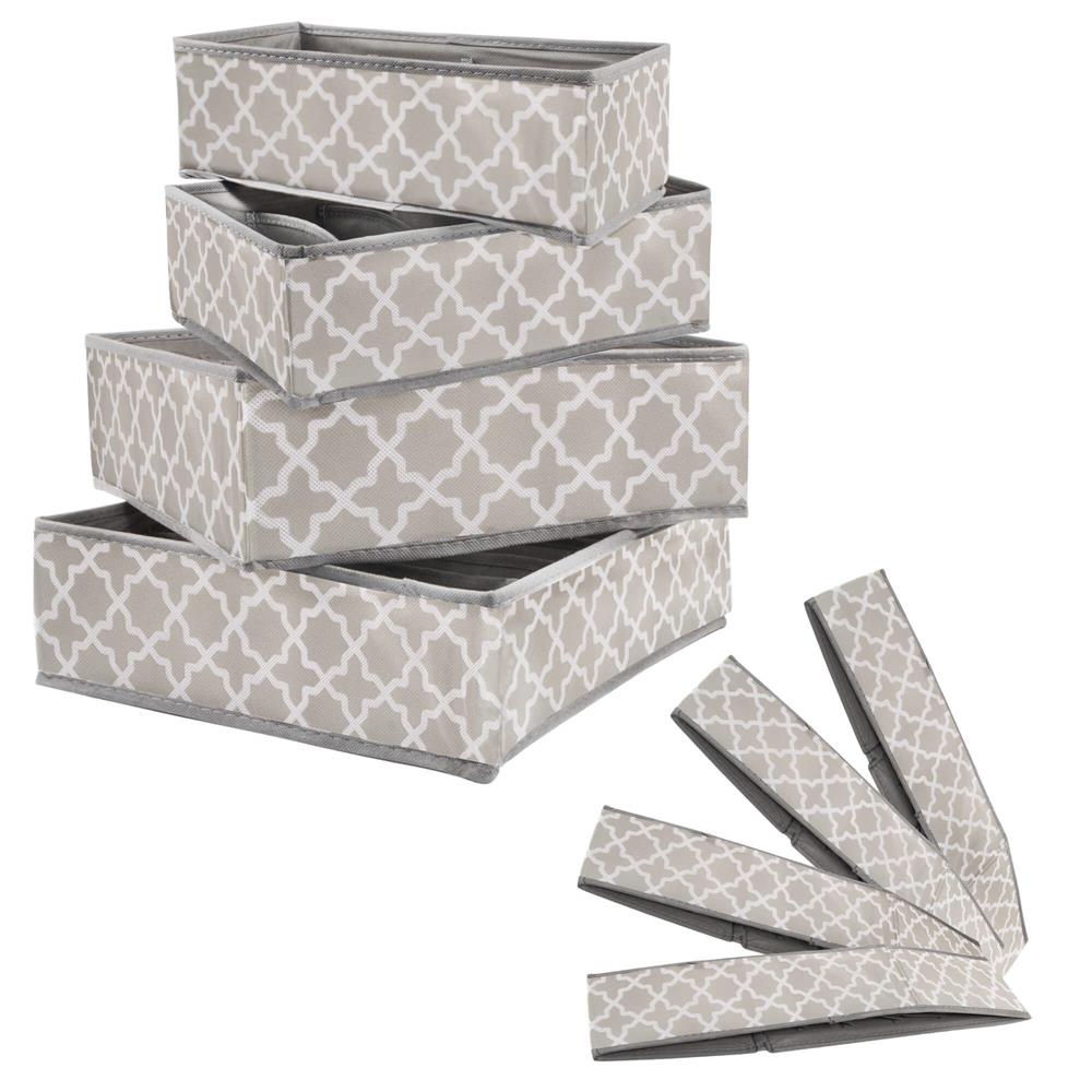 Set 4 organizatoare Sersimo sertar pentru sosete/lenjerie, gri crem