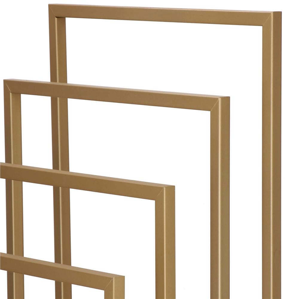 Suport metalic de baie pentru prosoape, cu 4 standuri, 96 cm, auriu mat - 10