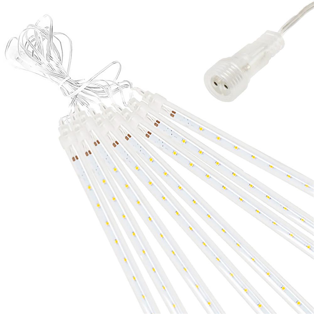 (DL) Instalatie de Craciun, 8 tuburi, 30cm, 144 LED, ploaie de meteoriti, galben