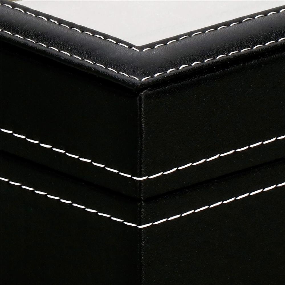 Cutie depozitare si organizare ceasuri, MDF, piele ecologica, 30x20x8cm, negru interior crem