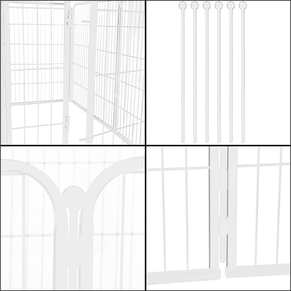 Tarc pentru animale de companie, din fier, forma configurabila, cu usa de acces, 4XL, 184x100x93cm, alb