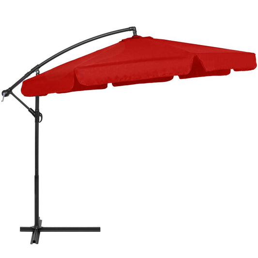 Umbrela de gradina cu brat lateral banana, cu husa, 300cm, rosu