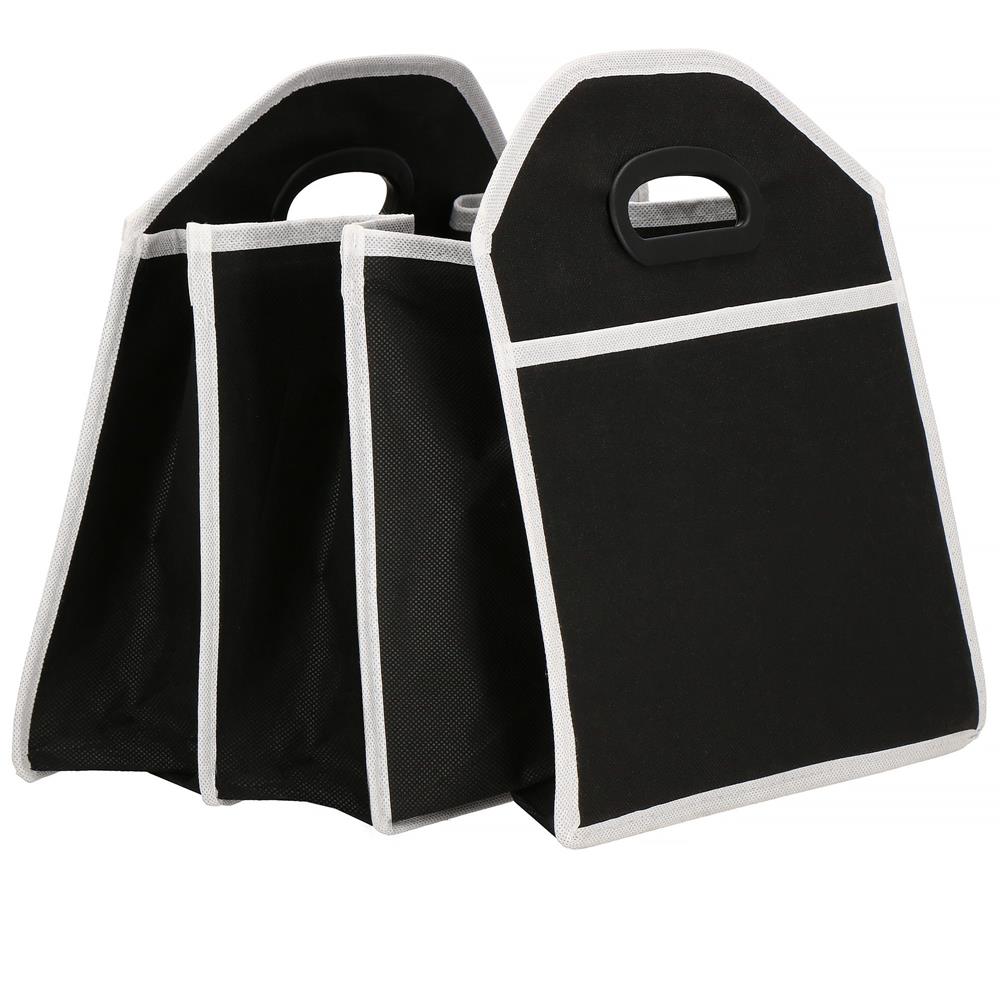 Organizator dulap Sersimo tip lada, 3 compartimente, textil, negru