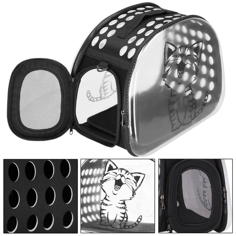Geanta pentru transport animale de companie pisica sau catel, M, 42x26x32 cm, transparent - 15