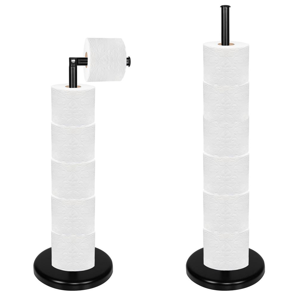 Suport hartie igienica 2 in 1 cu tija mobila, 68.5cm, negru