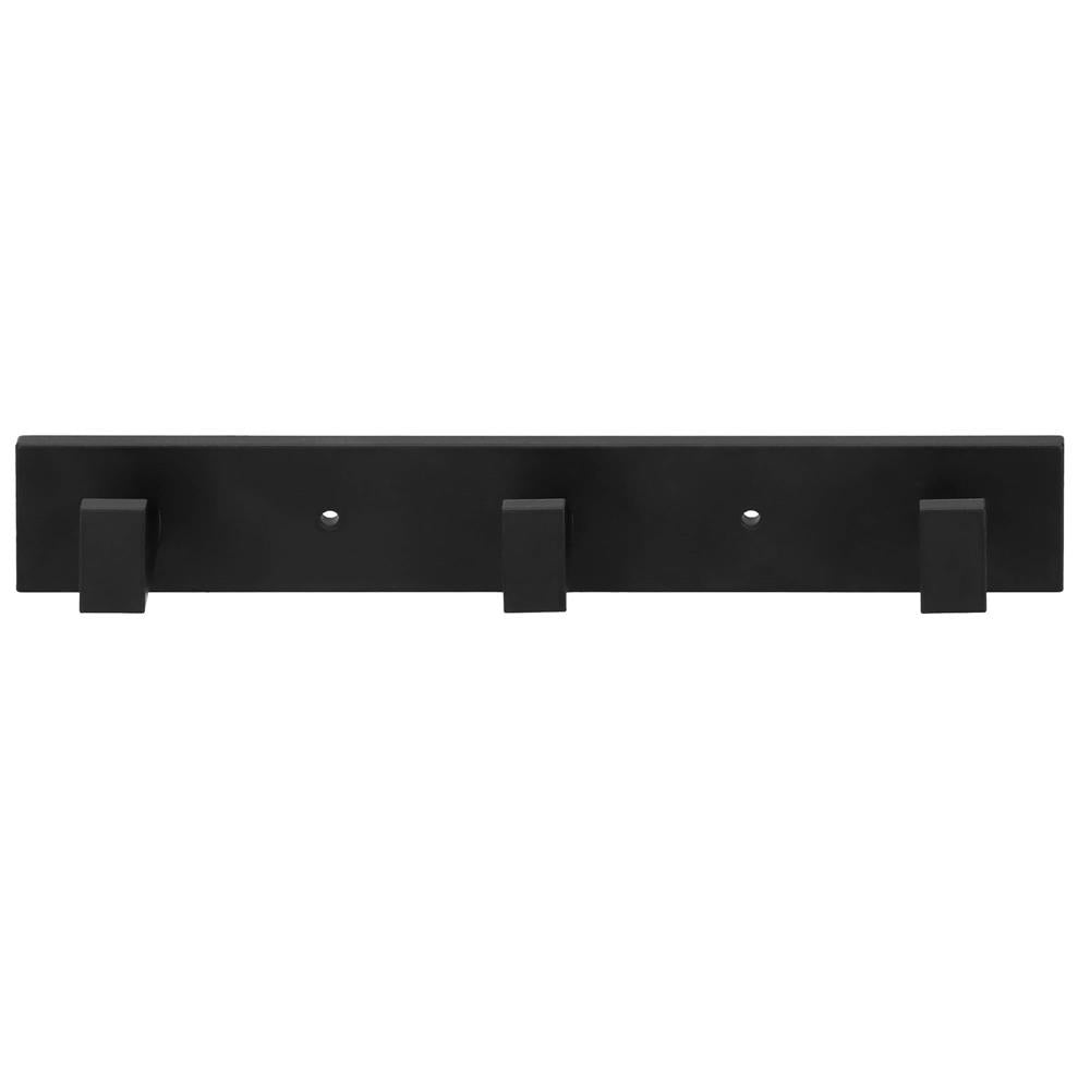 Cuier de baie pentru prosoape cu 2 sisteme instalare, aluminiu, 3 agatatori, 25x4cm, negru