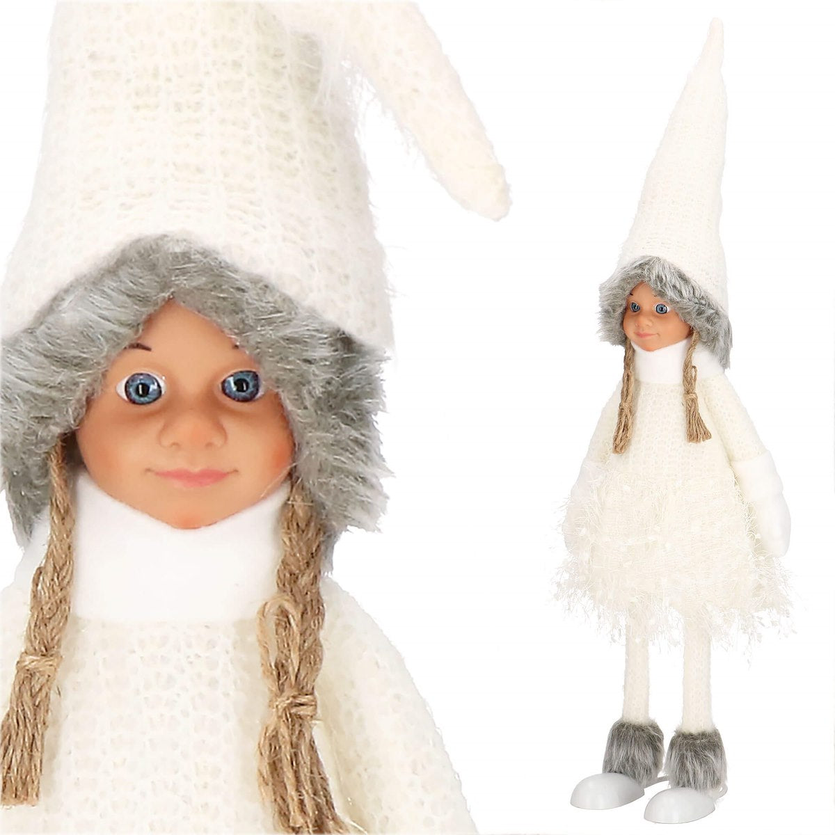 Figurina Craciun, Papusa cu impletituri, inaltime 56cm