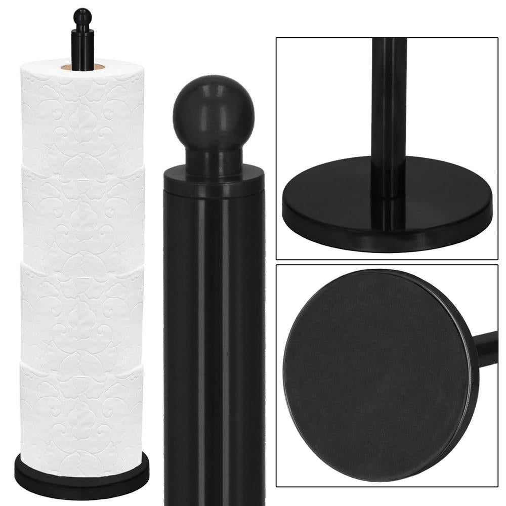 Suport hartie igienica tip tija, 52cm, negru mat - 9