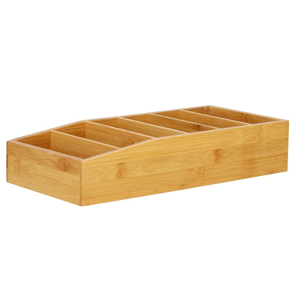 Organizator de bucatarie pentru plicuri de condimente, din bambus, 35x15x7cm, natur