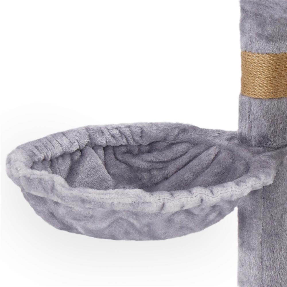 Ansamblu de joaca pentru pisici, cu loc pentru zgariat, ascuns, culcus, minge, 124cm, gri