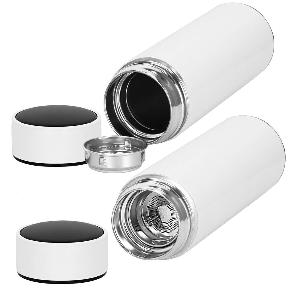 Cana termos Smart, inox, display LED, afisare temperatura, 500ml, 23cm, alb