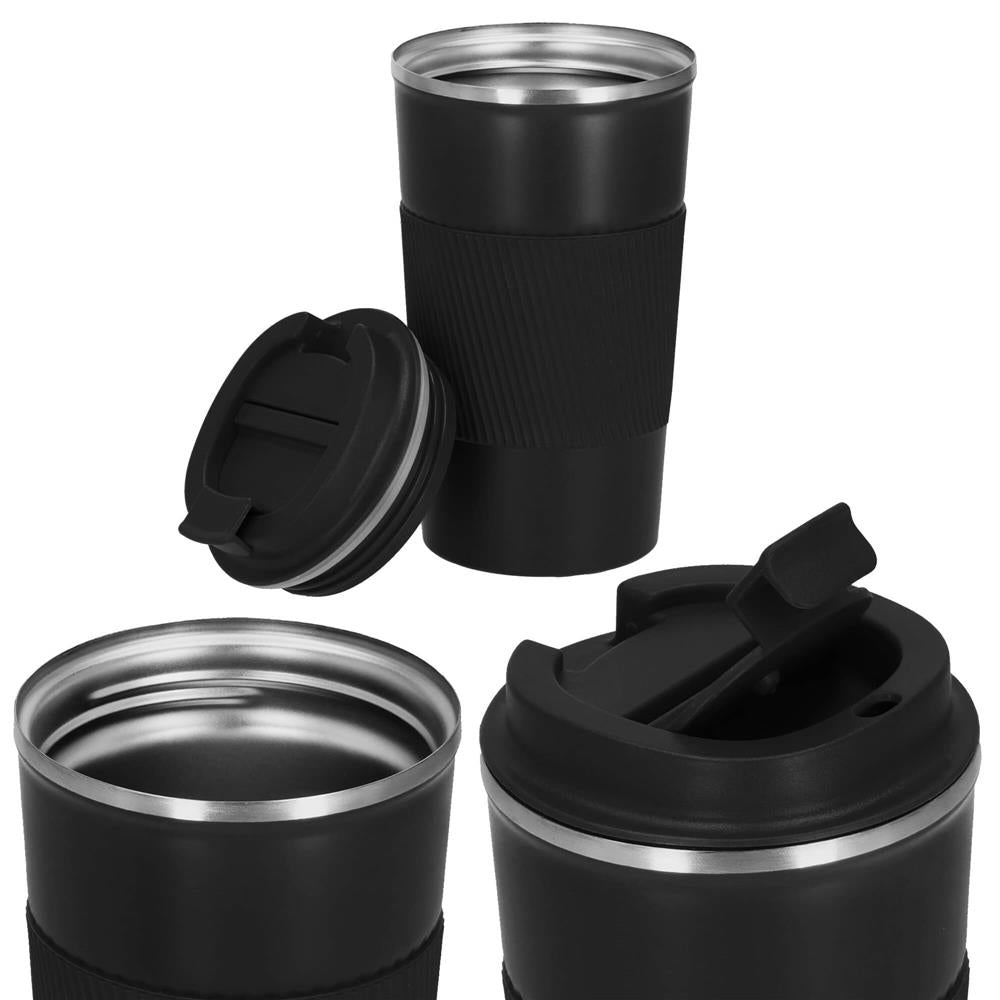 Cana termos calatorie, perete din inox dublu izolat, 500ml, 9x16.5cm, negru