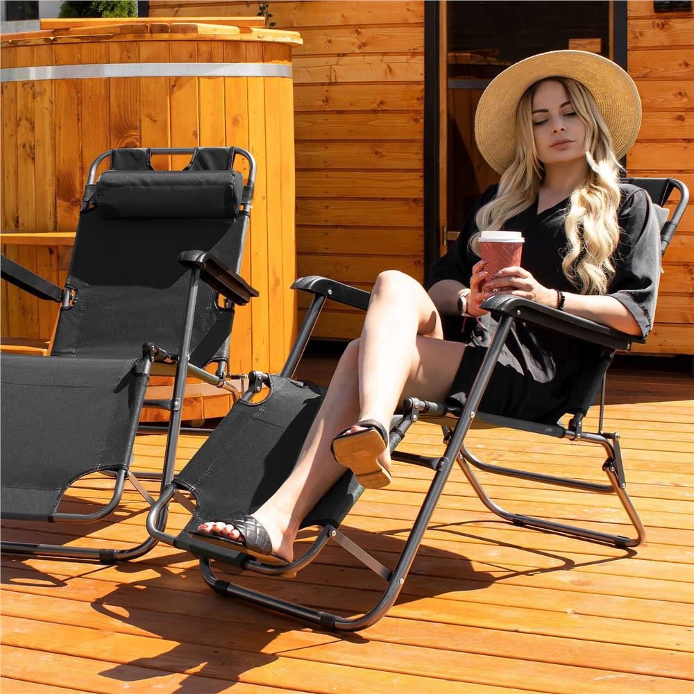 Sezlong pliabil Relax Zero Gravity, 80x60x153cm, negru
