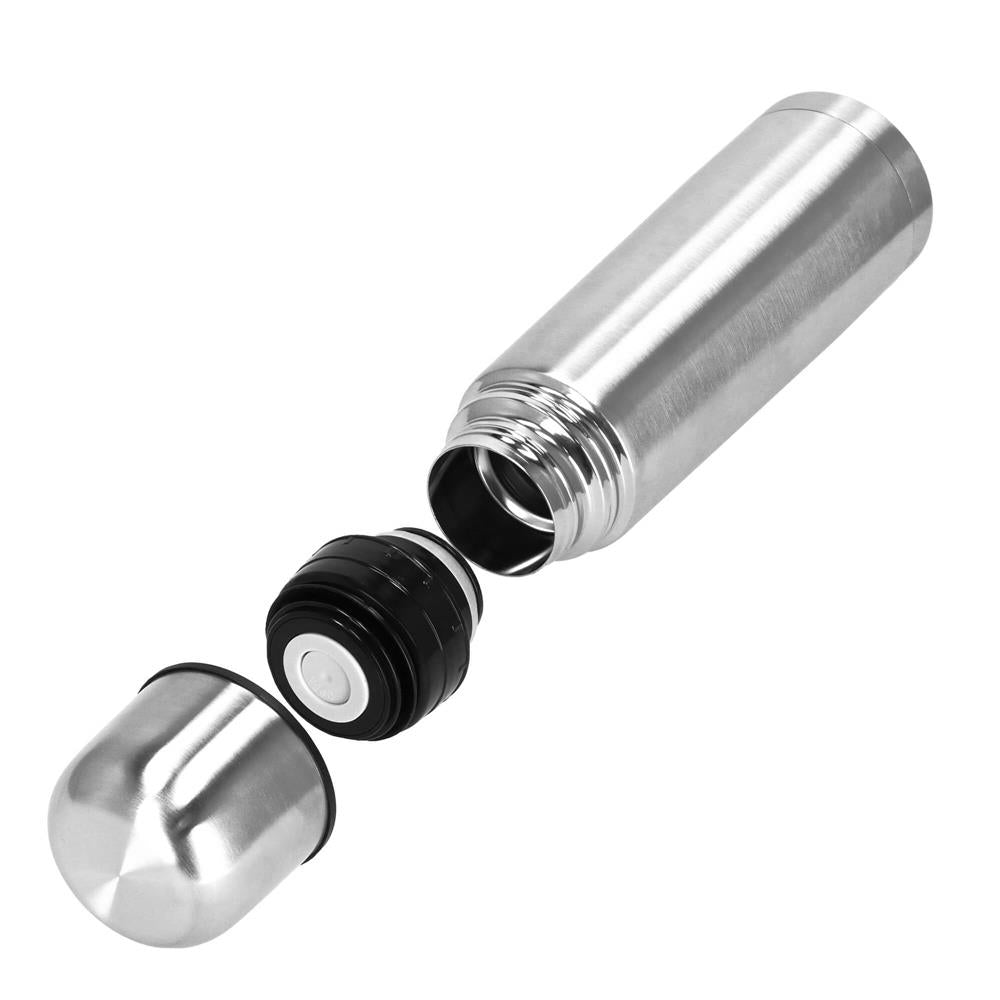 Cana termos cu pahar, perete din inox dublu izolat, 500ml, 24cm, argintiu