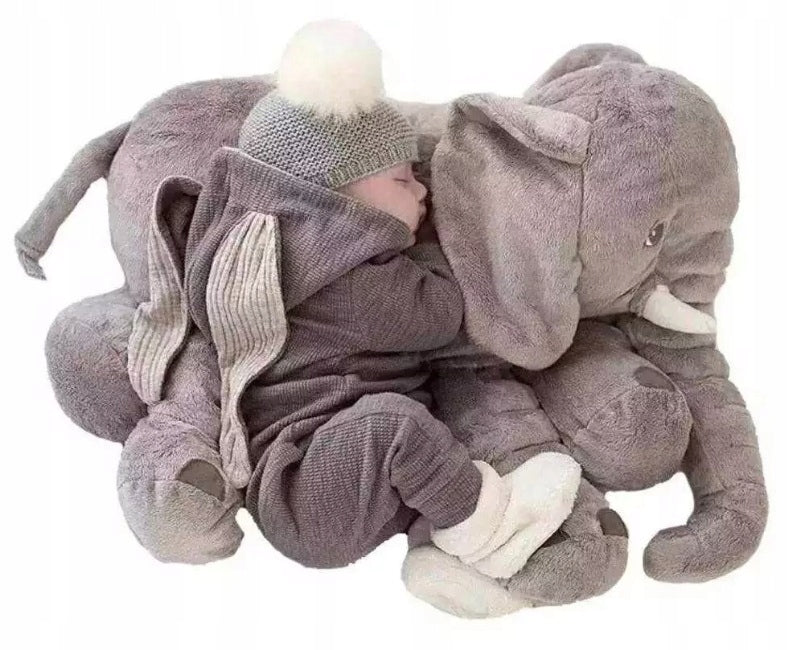 Jucarie plus elefant, tip perna, lavabila, umplutura hipoalergenica, pentru copii si adulti, 70 cm, gri
