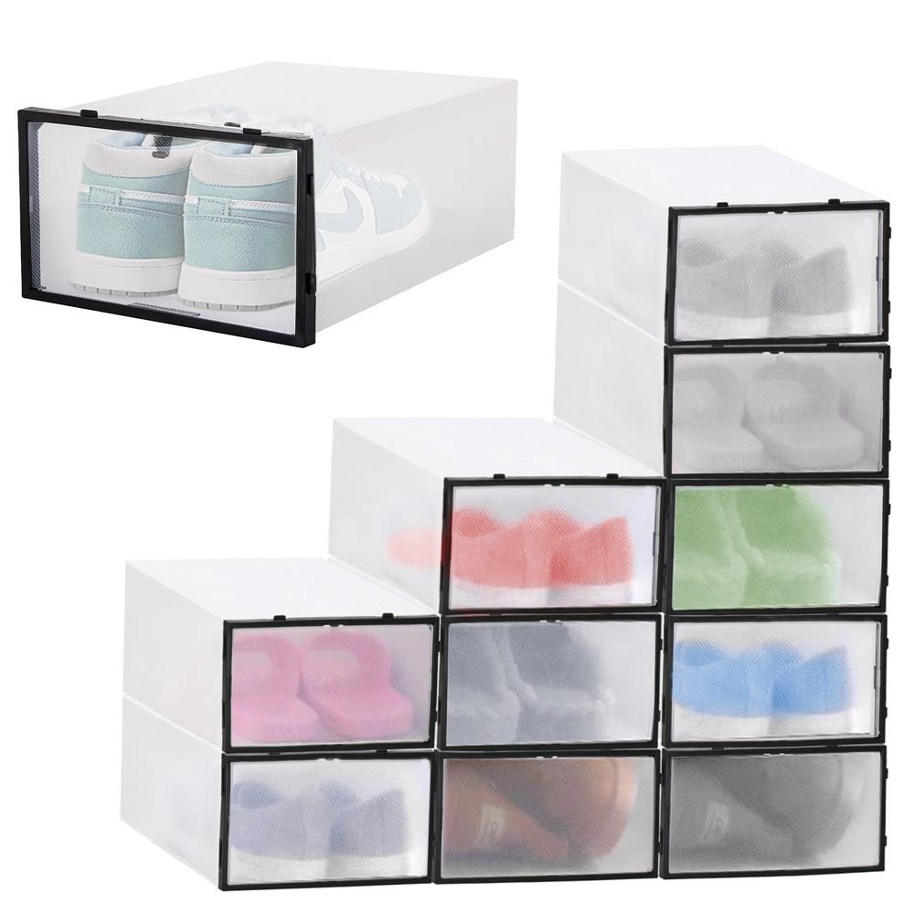 Set 10 cutii organizare pentru pantofi, 30x21x12, transparent