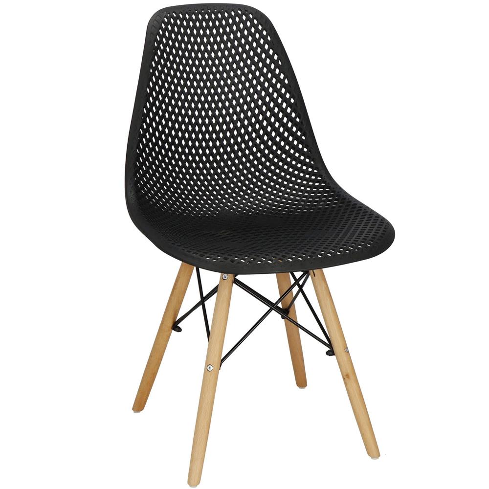Set 4 scaune dining Milano pentru bucatarie cu textura perforata, 43x83cm, negru