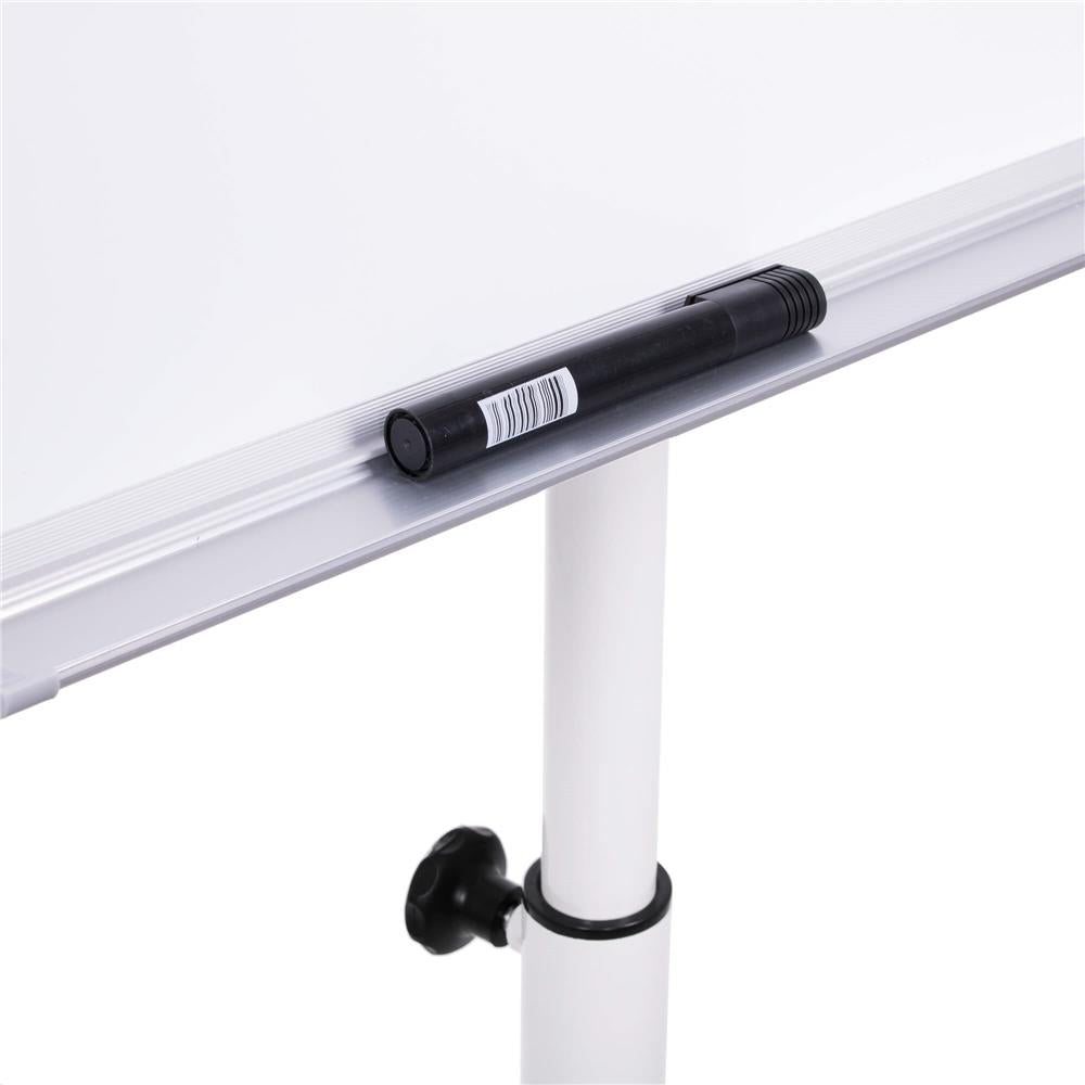 Flipchard magnetic cu picior, mobil pe role, inaltime ajustabila, 70x100cm, alb