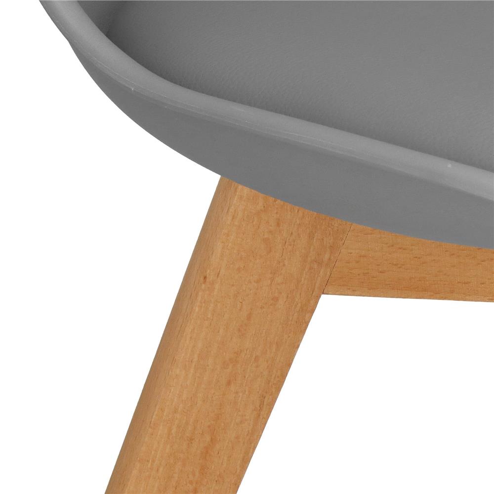 Set 4 scaune dining Verdhe pentru bucatarie cu perna tapitata cu piele ecologica, 49x82cm, gri