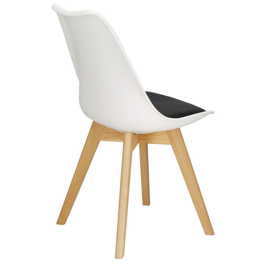 Set 4 scaune dining Verdhe pentru bucatarie cu perna tapitata cu piele ecologica, 44x82cm, alb negru