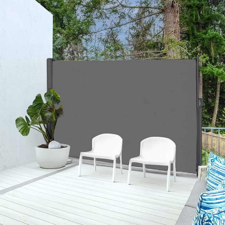 Paravan lateral pentru intimitate, extensibil, sistem fixare inclus, 160x300cm, gri inchis
