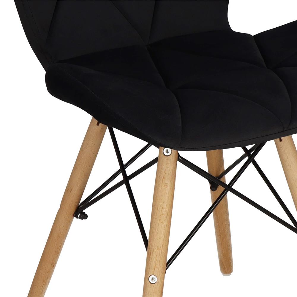 Set 4 scaune dining Torino pentru bucatarie tapitat cu catifea, 40x72cm, negru