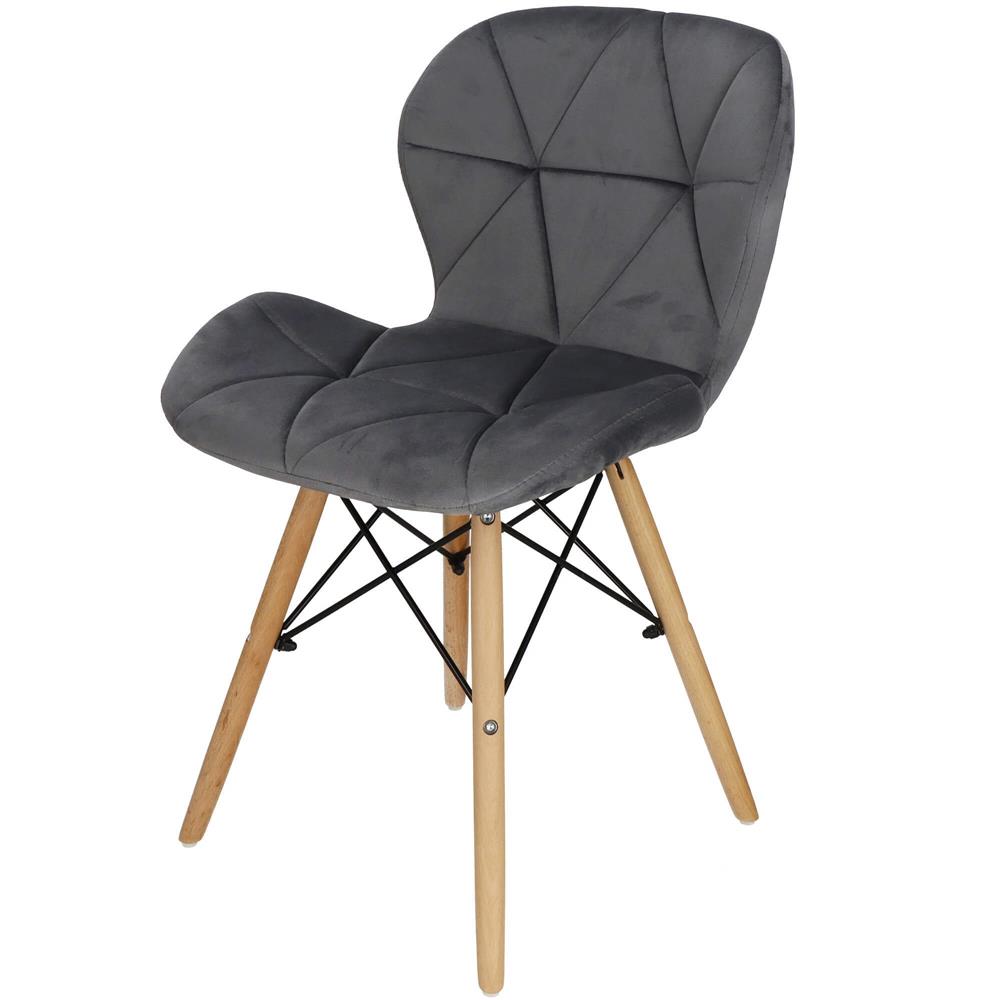 Set 4 scaune dining Torino pentru bucatarie tapitat cu catifea, 40x72cm, gri