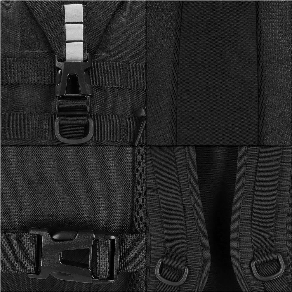 Rucsac militar pentru drumetie, spate cu captuseala groasa ventilata, compartimentat, 40L, negru