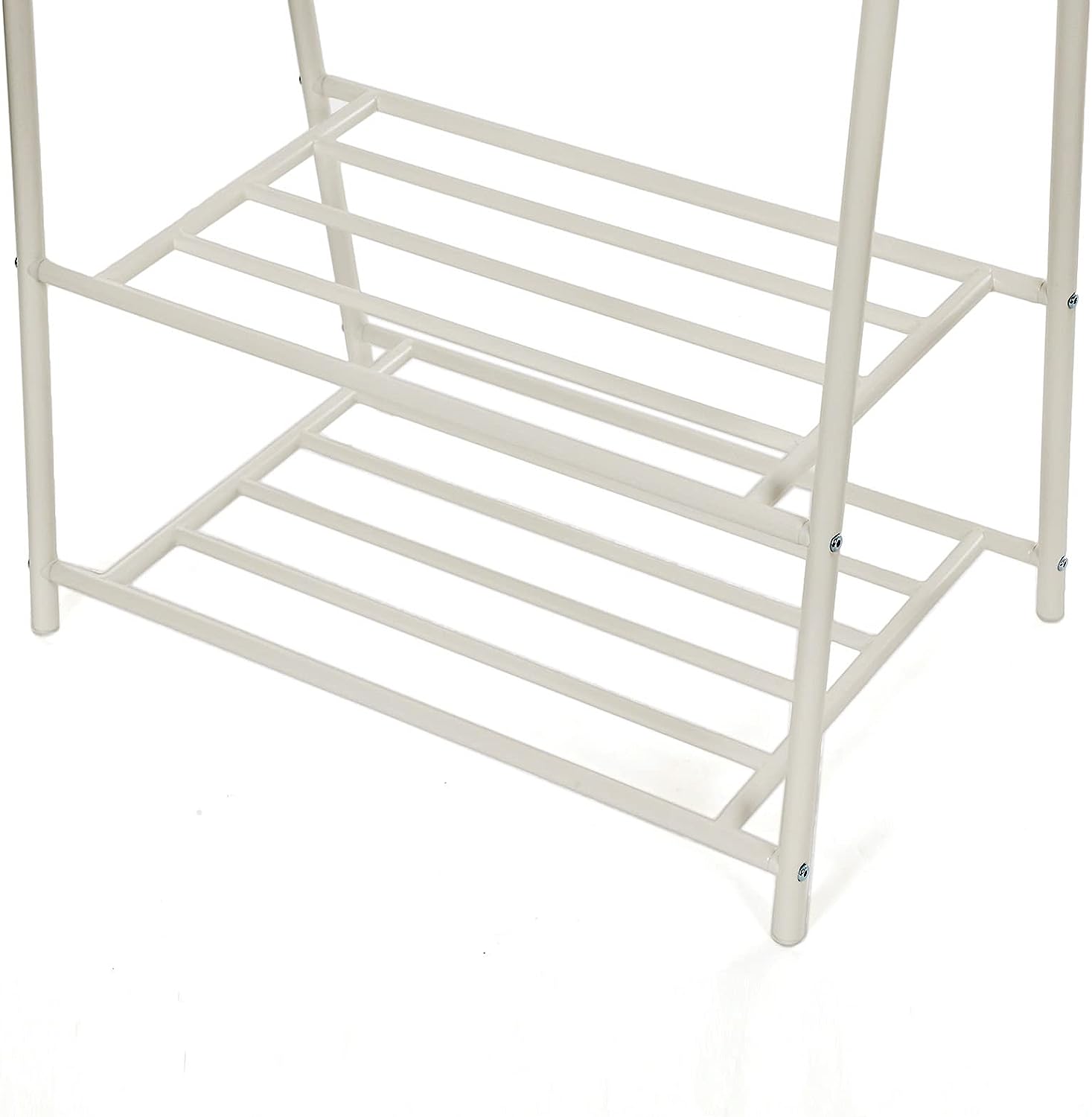 SONGMICS Suport pentru haine, cu raft depozitare pe 2 niveluri, cadru metalic, 88x41x155cm, alb