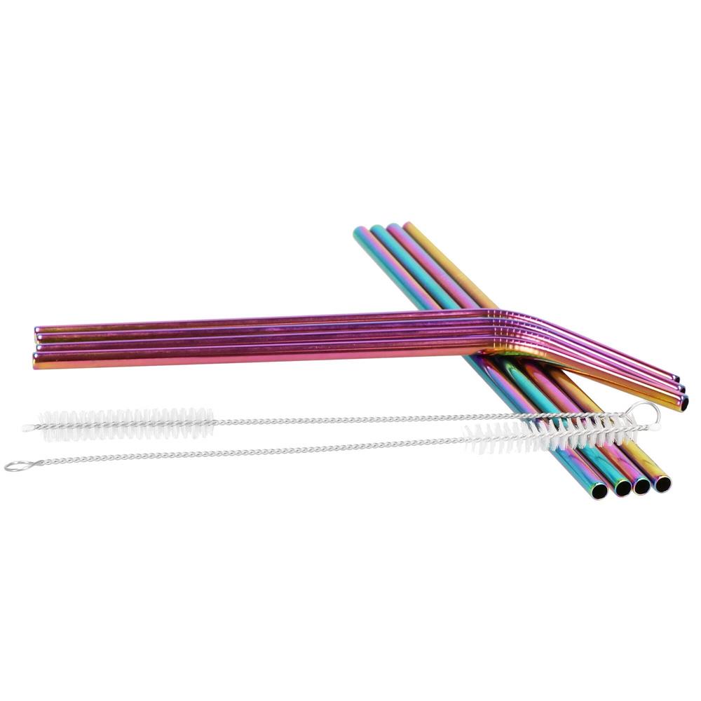 Set 8 paie metalice multicolor (holo), reutilizabile, cu husa depozitare si perii curatat, 215x6 mm