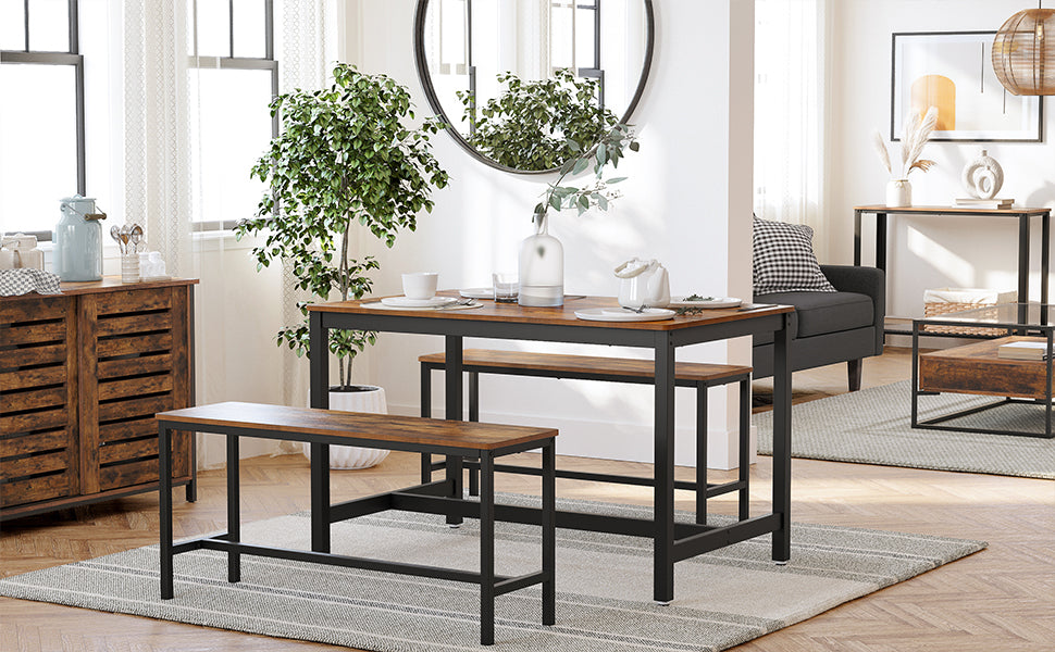 VASAGLE Set 2 banci de interior, pentru masa bucatarie, stil industrial, 108x33x50cm, maro rustic