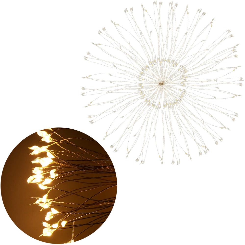 (DL) Instalatie lumina decorativa STAR cu 100 LED-uri, diametru 30cm, alimentare baterii, iluminare galbena