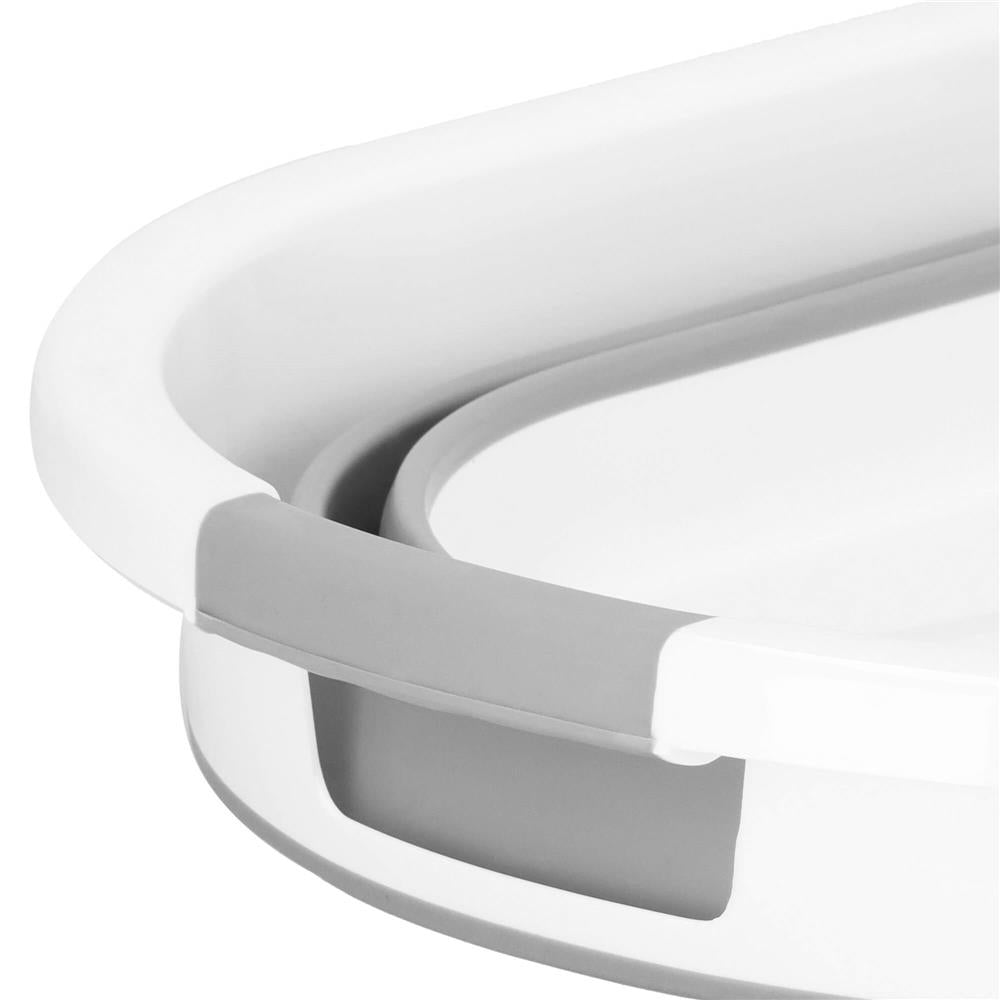 Cos de rufe pliabil tip lighean, cu manere, din plastic si silicon, 62x44x28cm, 39litri, gri