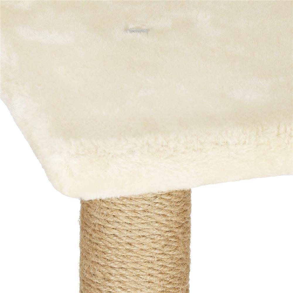 Ansamblu de joaca pentru pisici, cu loc pentru zgariat, ascuns, culcus, mingi, 136cm, crem