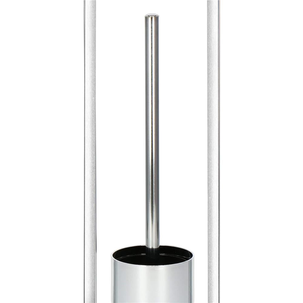 Stand cu perie WC si suport hartie igienica, inox si bambus, 75cm, argintiu