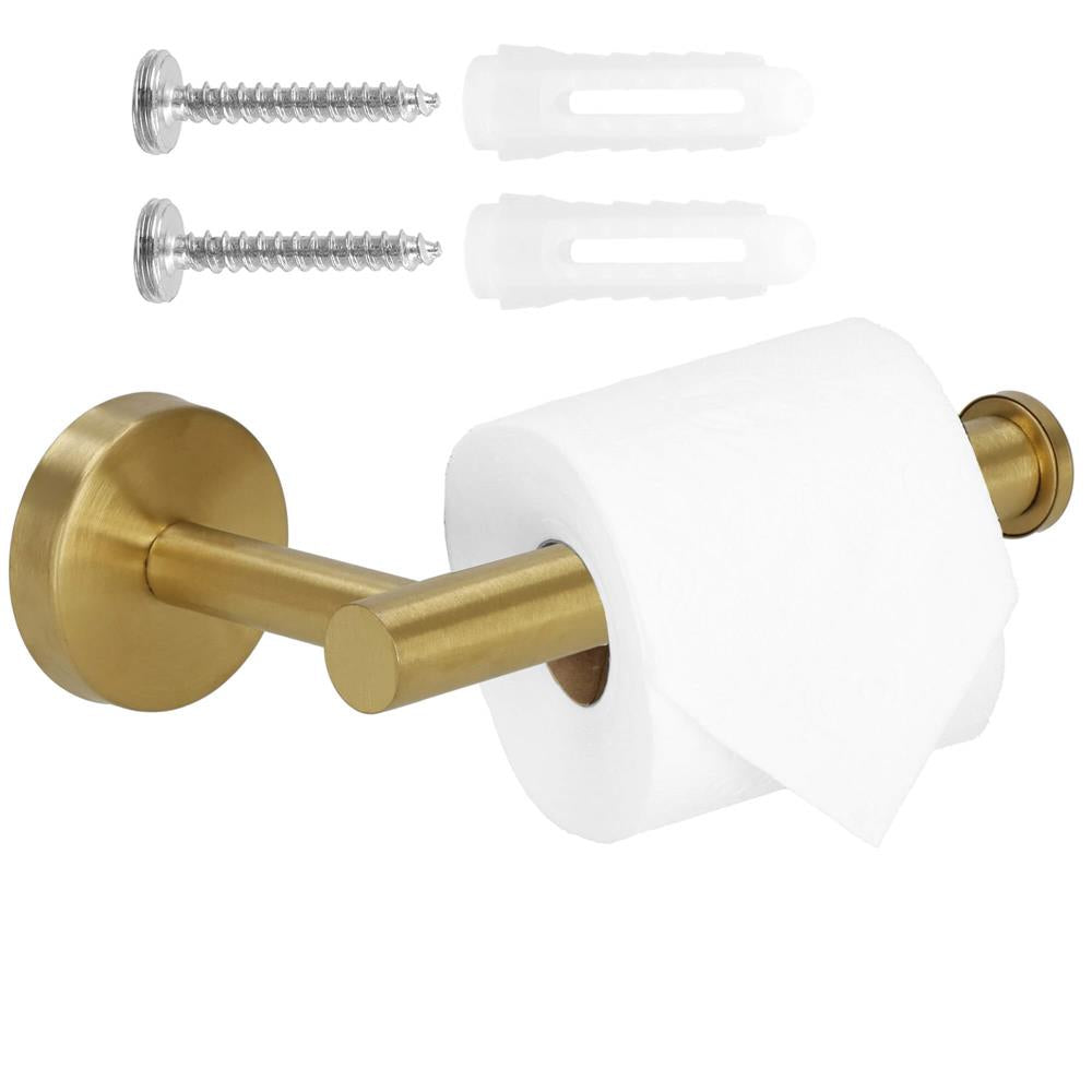 Suport hartie igienica din otel, sistem montare inclus, 16cm, auriu perlat
