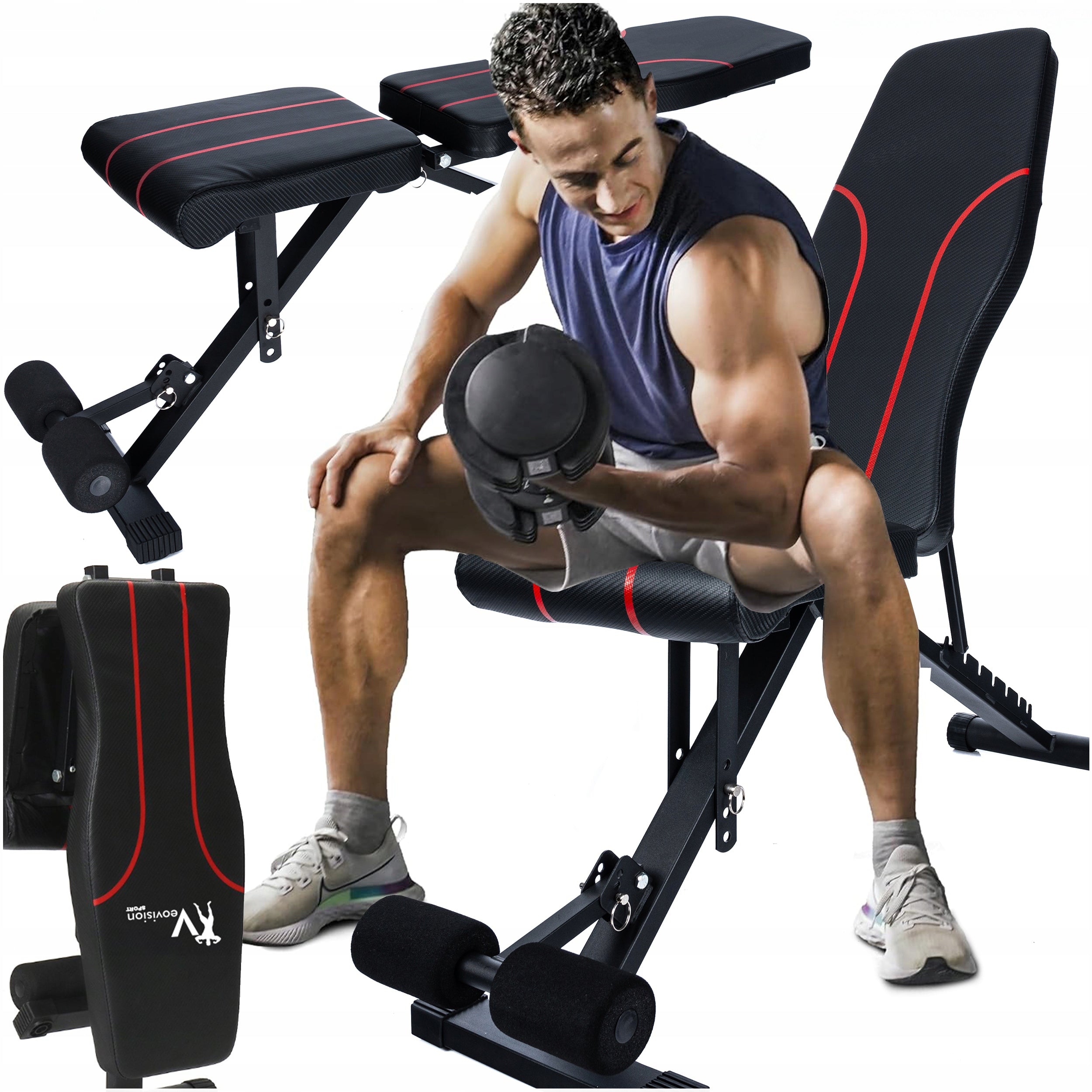 Banca multifunctionala antrenament fitness, spatar reglabil 7 trepte, sarcina maxima 200 kg