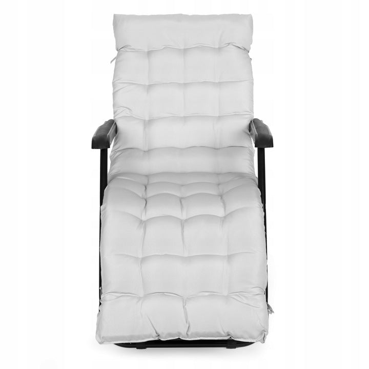 Sezlong pliabil 155x60x83 cm, 2 in 1 leagan extensibil, spatar reglabil, cadru metalic si perna impermeabila, gri