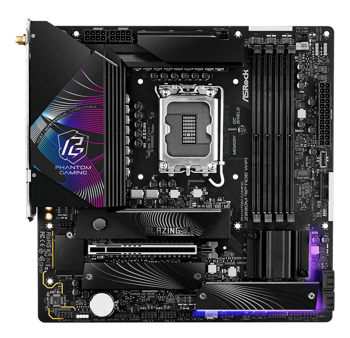 Placa de baza ASRock Z890M RIPTIDE WiFi Mainboard, Sockel LGA 1851, Intel Z890, Micro-ATX, DDR5 "90-MXBPK0-A0UAYZ"